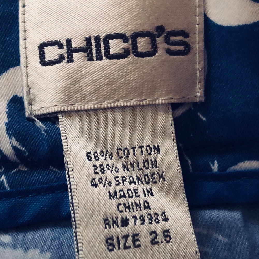 Cute spring blue and white Chico’s Capri’s!